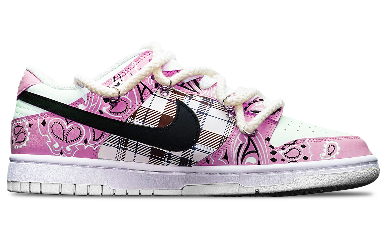 Order 【カスタムシューズ】ナイキ ダンク ロー 'ペイズリー ブラック ホワイト レッド' DH9765-100(TeamT-腰果花红色S-BOX)