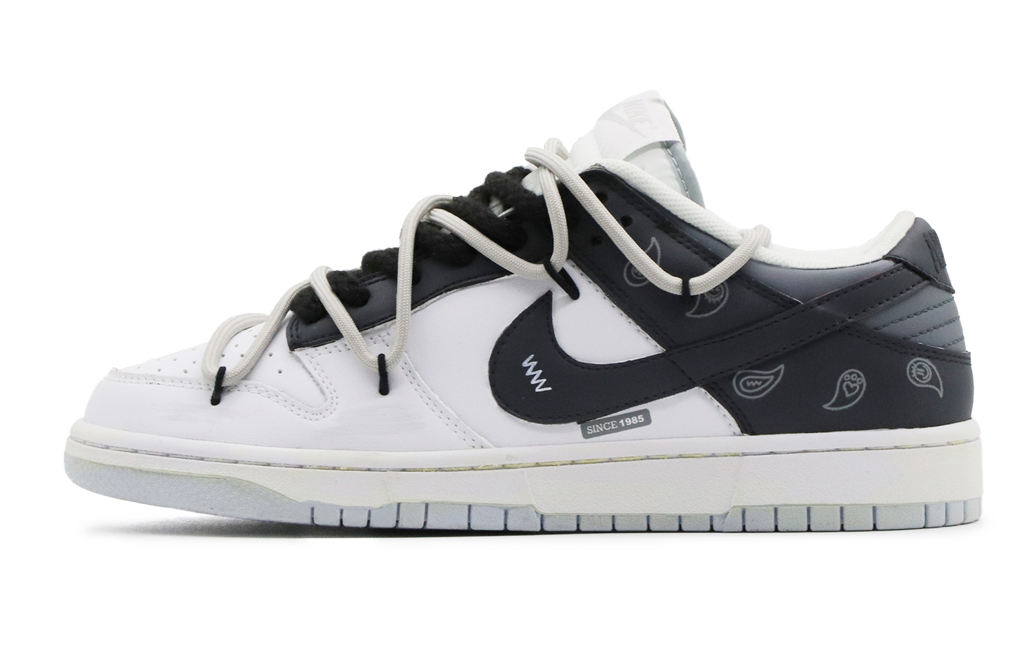 Order [Custom Sepatu] Nike Dunk Low 'Paisley Hitam Putih' DV0831-101(Team57-男款迷情海岸)