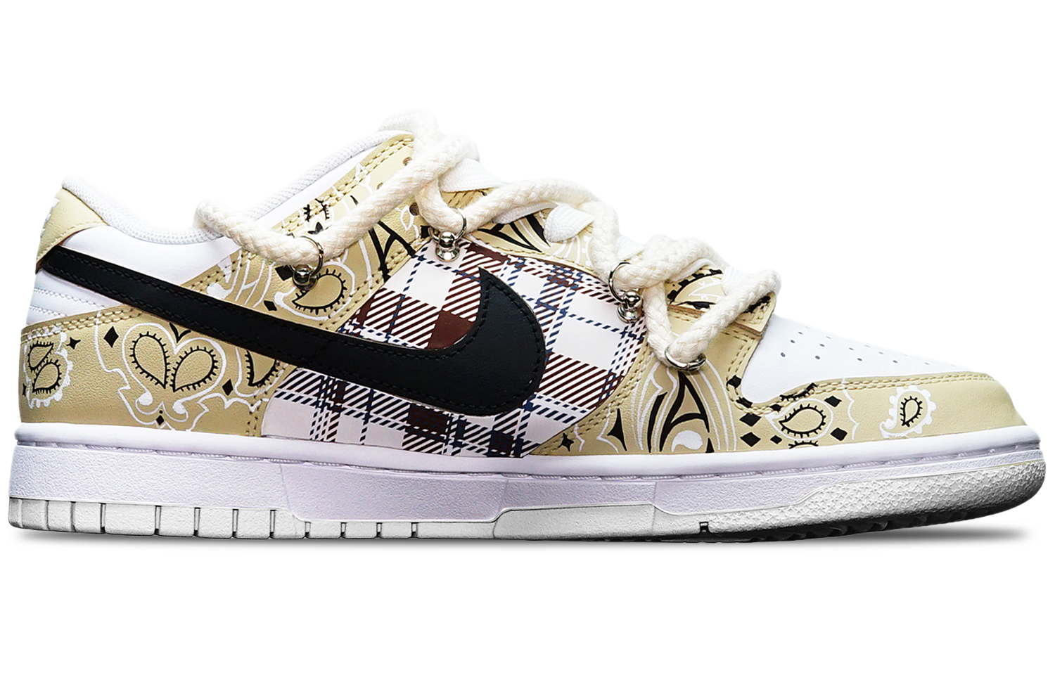 Order 나이키 덩크 로우 '페이즐리 패치워크 - 크림 블랙' (커스텀) DH9765-100(TeamT-腰果花米白S-BOX)