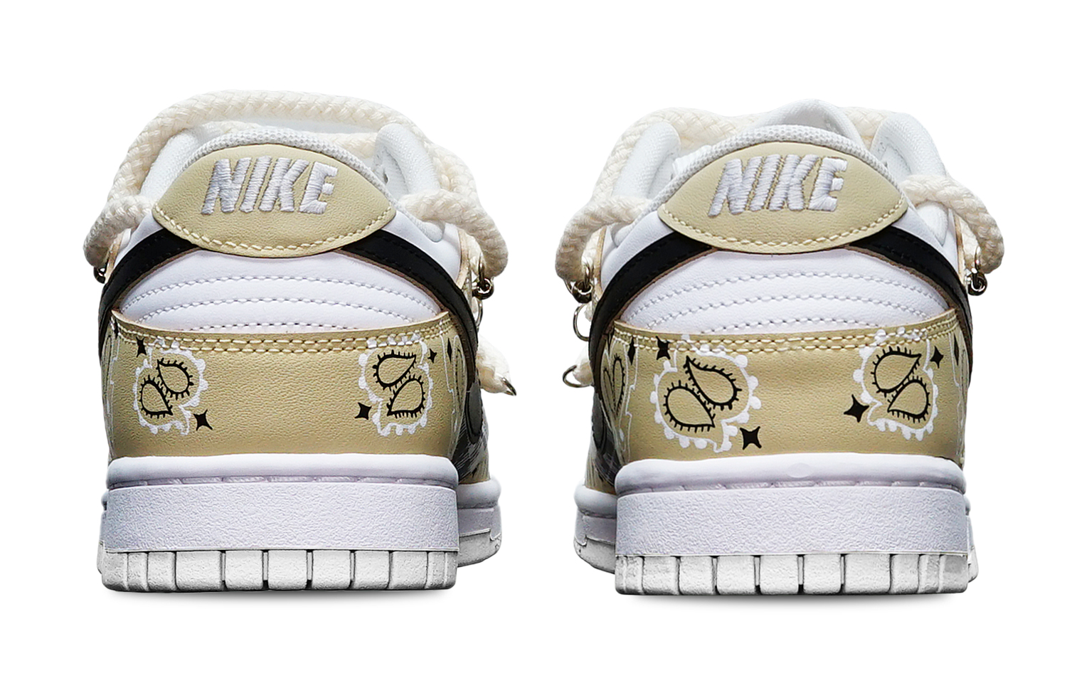 Shop 나이키 덩크 로우 '페이즐리 패치워크 - 크림 블랙' (커스텀) DH9765-100(TeamT-腰果花米白S-BOX)