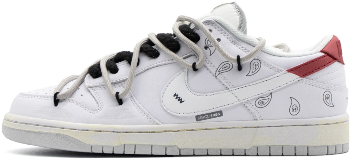 custom-shoes-nike-dunk-low-paisley-red-white-vintage