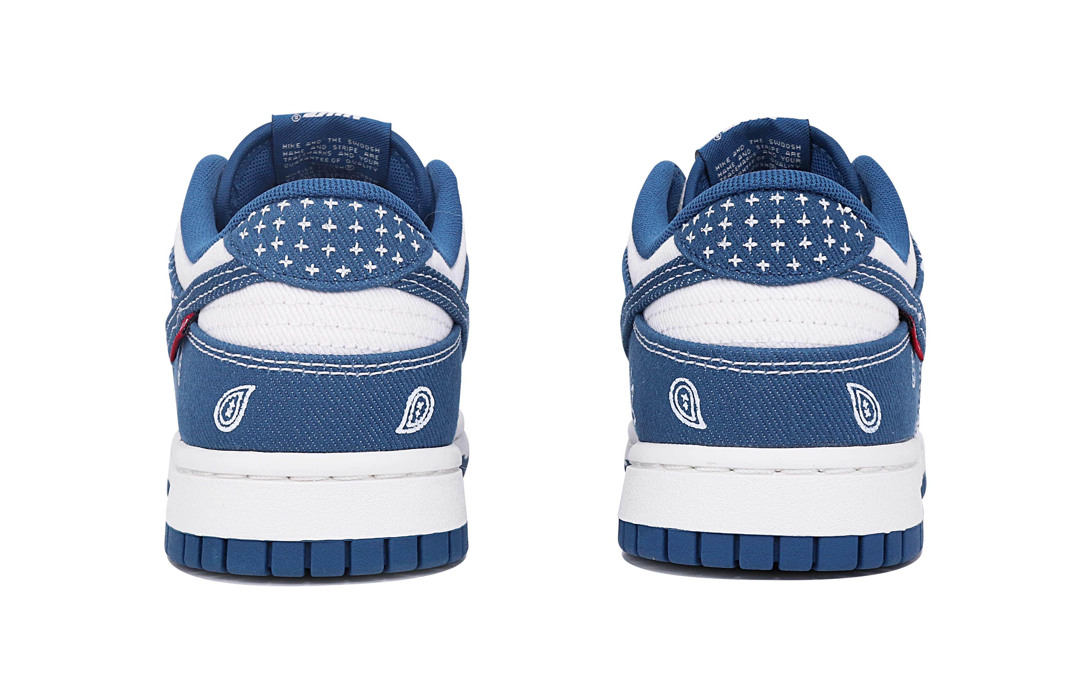 Shop 나이키 덩크 로우 '페이즐리 화이트-블루' 커스텀 DV0834-101(TeamTen-男款腰果花牛仔红标)