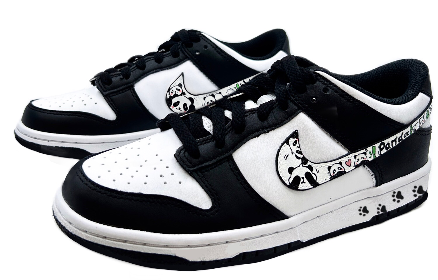 Lookbook [Sepatu Custom] Nike Dunk Low 'Panda Hitam-Putih' CW1590-100(TEAM64-女款黑白熊猫系列)
