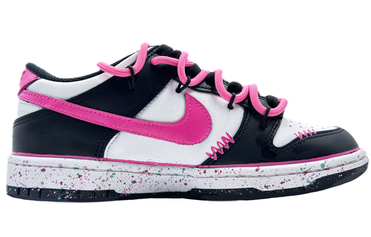 Order [Zapatillas Personalizadas] Nike Dunk Low 'Panda Negro Graffiti' CW1590-100(TEAM64-女款粉色系列)