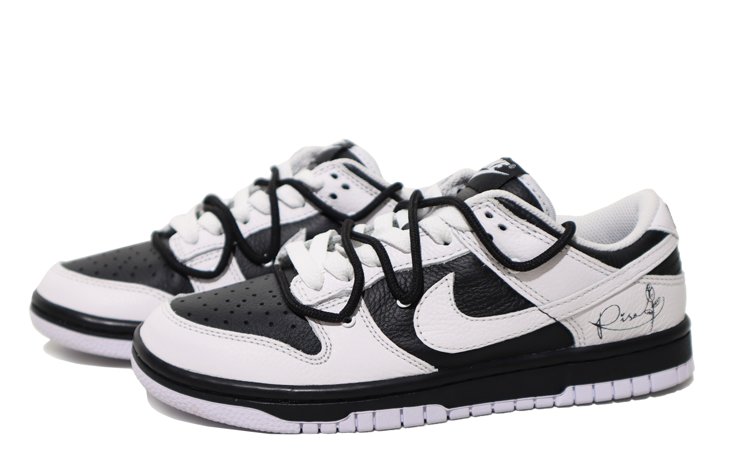 Lookbook 【定制球鞋】 Nike Dunk Low 熊貓 CNY情人節限定 玫瑰手繪 低幫 板鞋 男女同款 黑白