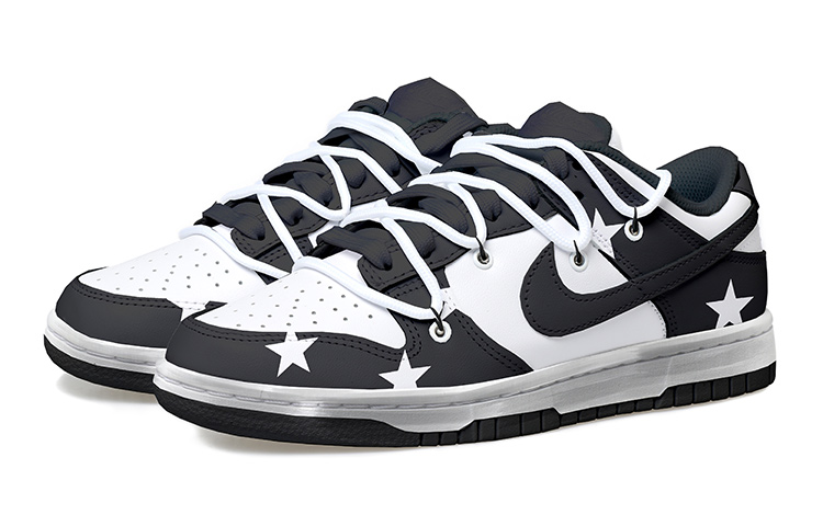 Lookbook [Kasut Custom] Nike Dunk Low 'Panda Deconstructed Star' DH9765-002(Team拾玖-黑白星星女S-BOX)