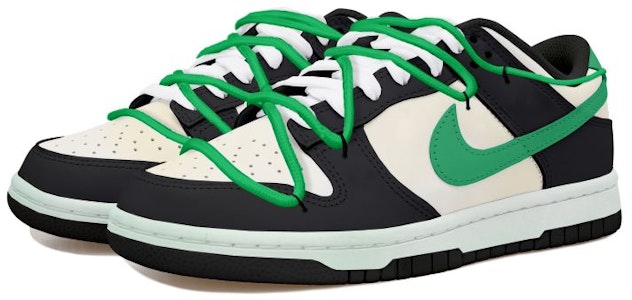【定制鞋款】耐克Dunk Low '熊猫绿勾怀旧风' CW1590-100(Team拾玖-黑白绿钩女S-BOX) Lookbook 【定制鞋款】耐克Dunk Low '熊猫绿勾怀旧风' CW1590-100(Team拾玖-黑白绿钩女S-BOX)