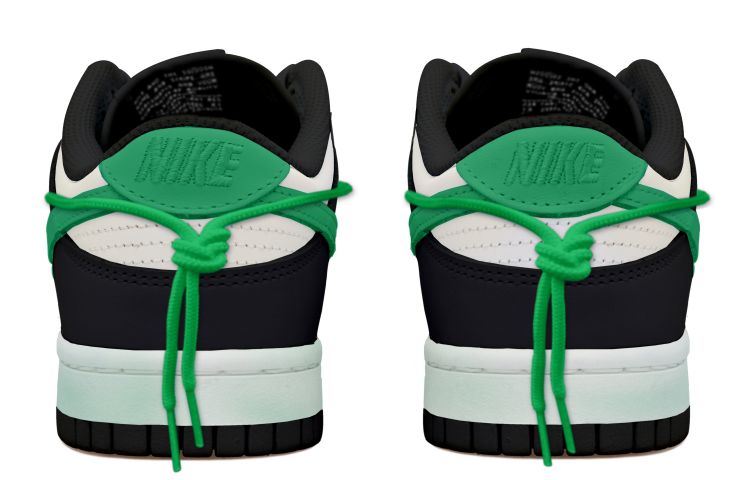 Shop 【定制鞋款】耐克Dunk Low '熊猫绿勾怀旧风' CW1590-100(Team拾玖-黑白绿钩女S-BOX)
