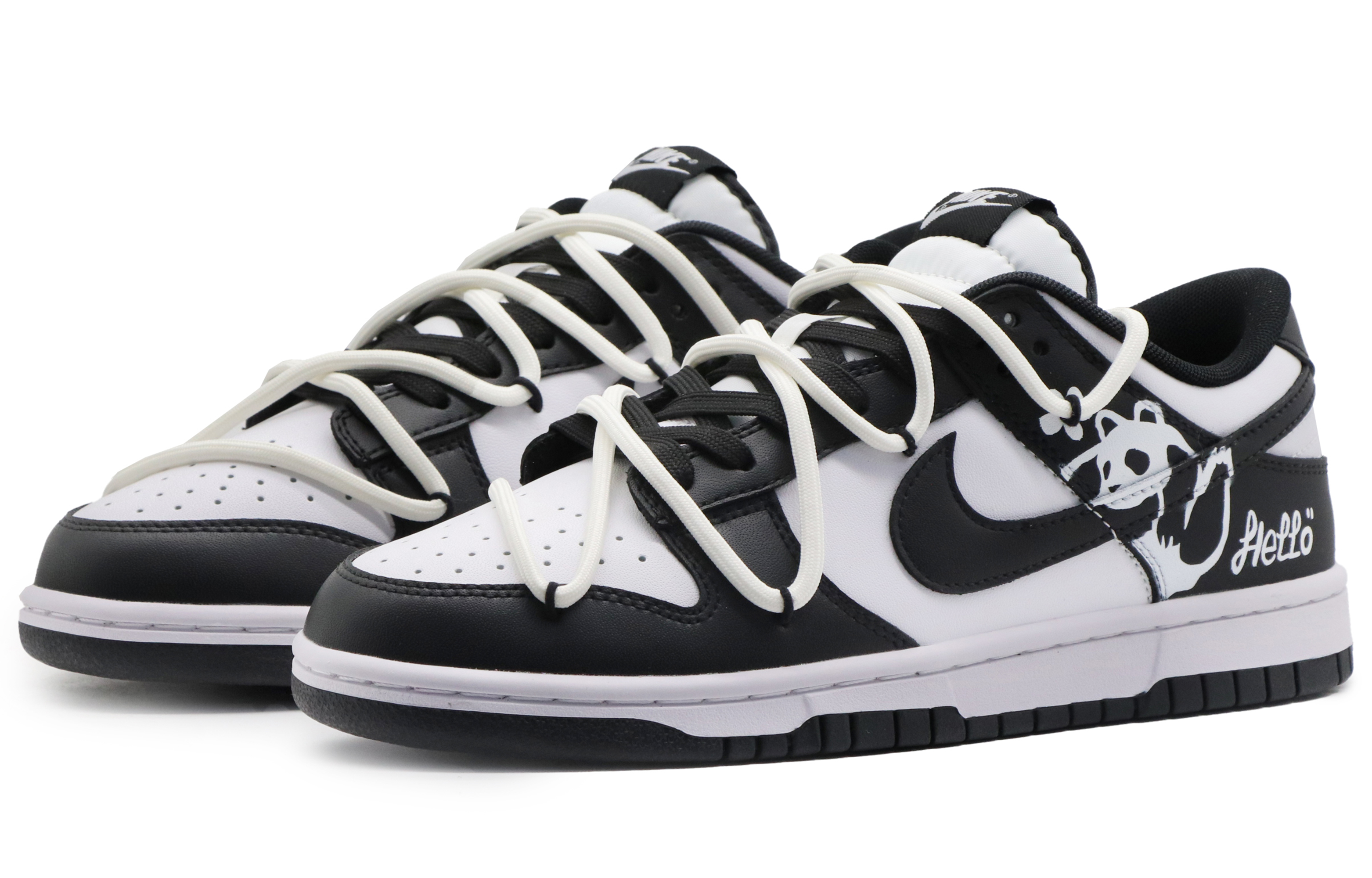 Lookbook [定制鞋款] 耐克Dunk Low '熊猫花卉' DD1391-100(Team57-男款熊猫花花)