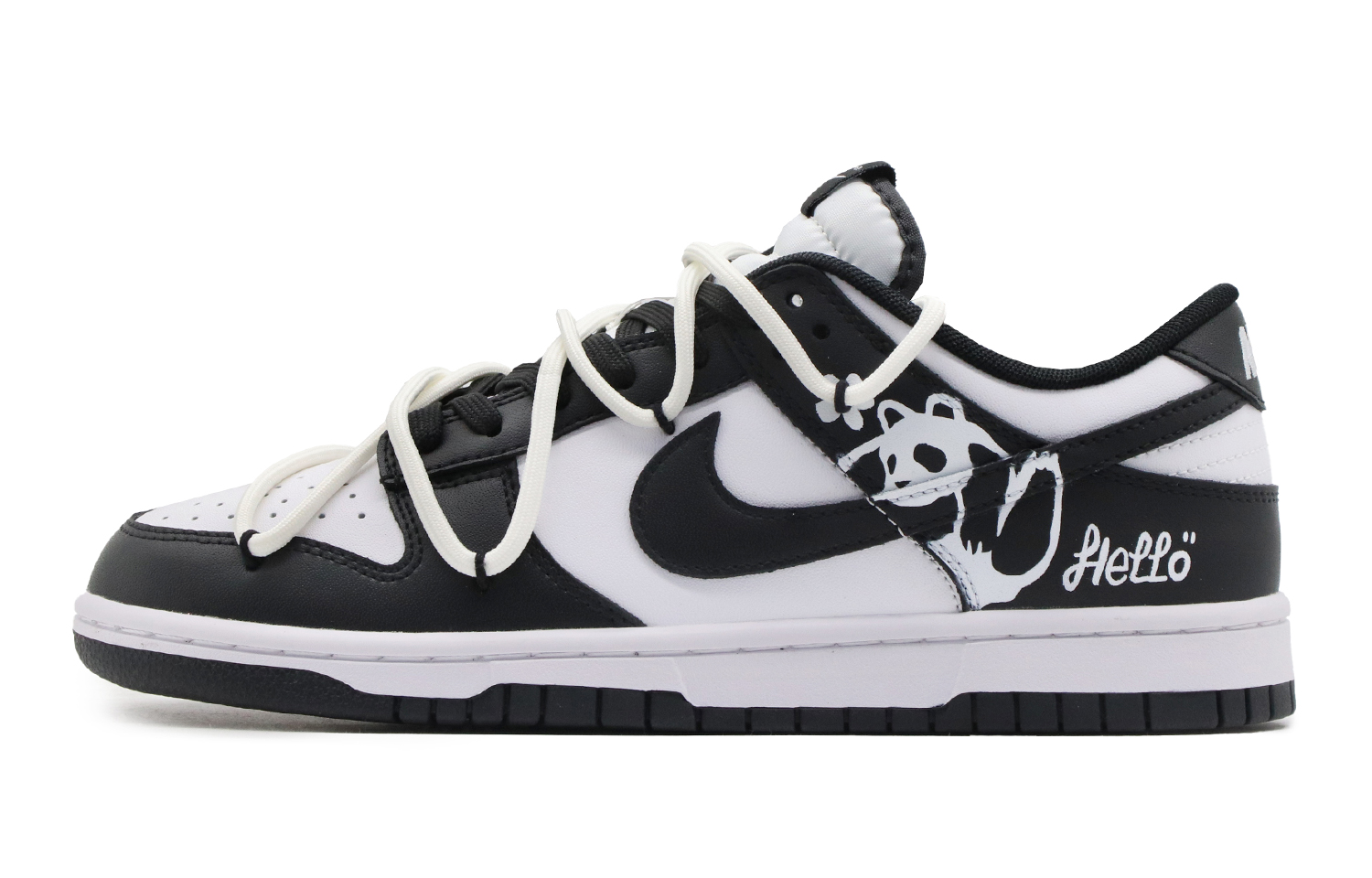 Buy [Sepatu Custom] Nike Dunk Low 'Panda Flower' CW1590-100(Team57-女款熊猫花花)