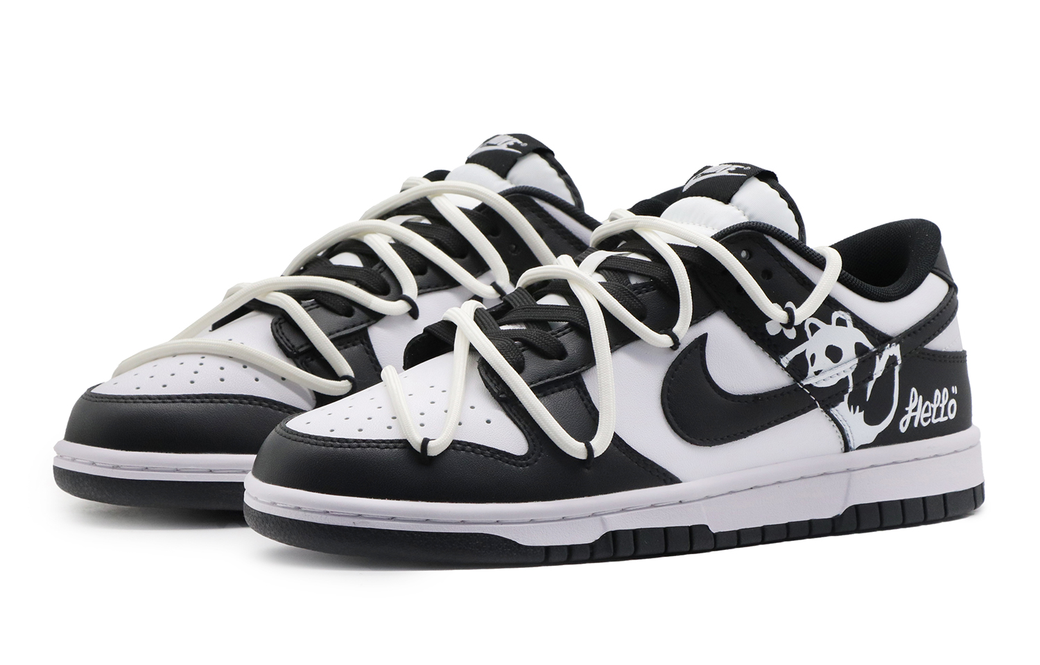 Lookbook [Sepatu Custom] Nike Dunk Low 'Panda Flower' CW1590-100(Team57-女款熊猫花花)