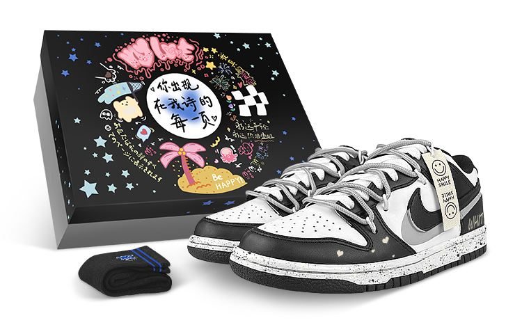 Buy Nike Dunk Low Panda Caja Regalo CW1590-100(Team47-女笑脸白BOX)