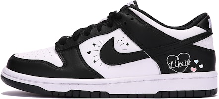 【定製球鞋】 Nike Dunk Low 愛心塗鴉 情侶 熊貓 簡約 百搭 低幫 板鞋 GS 黑白 Buy 【定製球鞋】 Nike Dunk Low 愛心塗鴉 情侶 熊貓 簡約 百搭 低幫 板鞋 GS 黑白