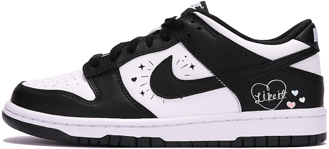 【定製球鞋】 Nike Dunk Low 愛心塗鴉 情侶 熊貓 簡約 百搭 低幫 板鞋 GS 黑白 Buy 【定製球鞋】 Nike Dunk Low 愛心塗鴉 情侶 熊貓 簡約 百搭 低幫 板鞋 GS 黑白