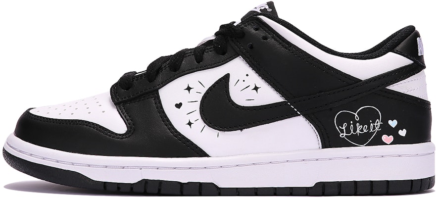 【定製球鞋】 Nike Dunk Low 愛心塗鴉 情侶 熊貓 簡約 百搭 低幫 板鞋 GS 黑白 Buy 【定製球鞋】 Nike Dunk Low 愛心塗鴉 情侶 熊貓 簡約 百搭 低幫 板鞋 GS 黑白