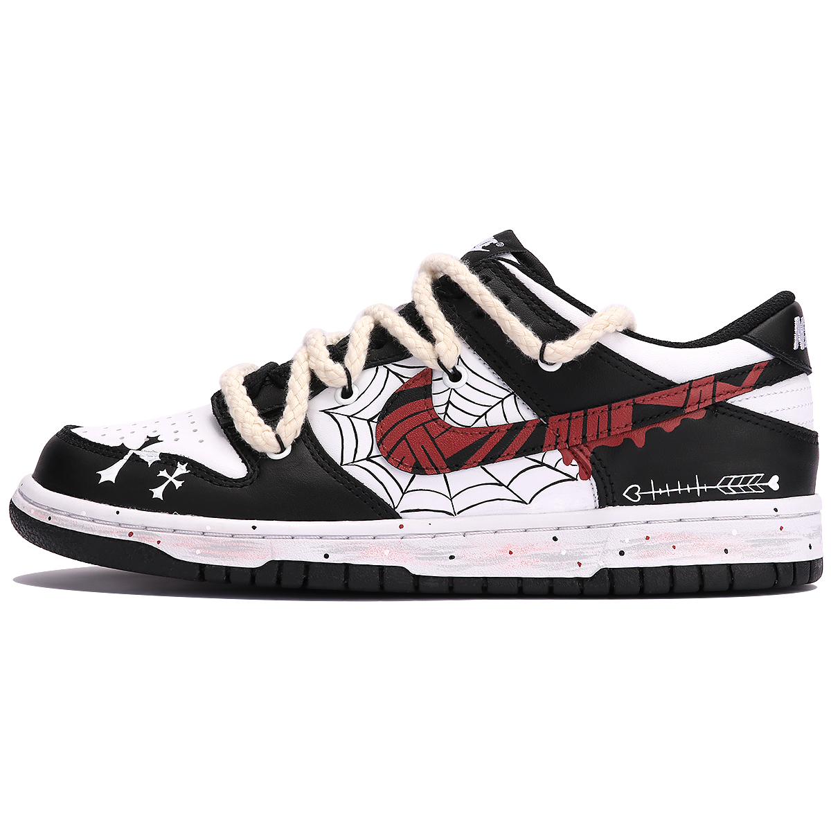 Buy 나이키 덩크 로우 '판다 그래피티 거미줄' (Nike Dunk Low 'Panda Graffiti Spiderweb') CW1590-100(TeamThree-克罗心式-黑白)