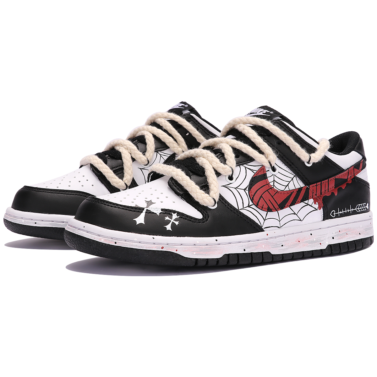 Lookbook 나이키 덩크 로우 '판다 그래피티 거미줄' (Nike Dunk Low 'Panda Graffiti Spiderweb') CW1590-100(TeamThree-克罗心式-黑白)