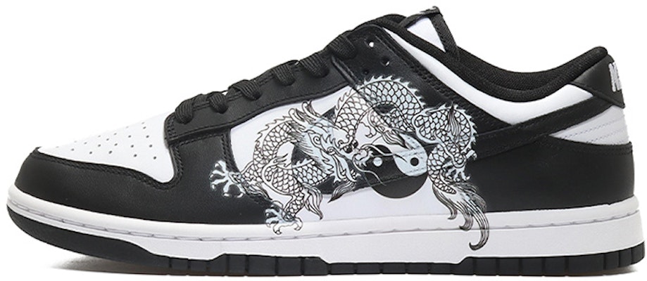 【定制球鞋】Nike Dunk Low 熊貓 黑白太極龍 靛藍龍紋 祥瑞美好 國潮時尚 新中式 國風 低幫 板鞋 GS 黑白 Buy 【定制球鞋】Nike Dunk Low 熊貓 黑白太極龍 靛藍龍紋 祥瑞美好 國潮時尚 新中式 國風 低幫 板鞋 GS 黑白