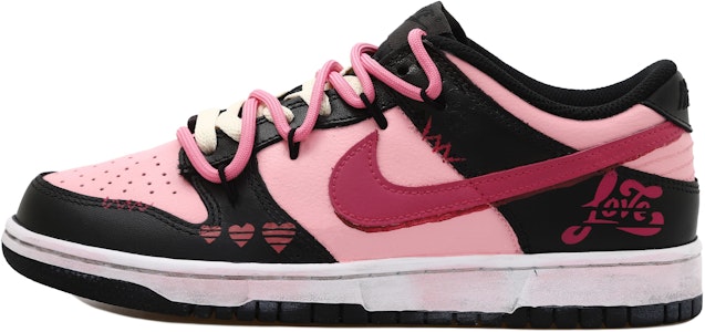 【定製球鞋】Nike Dunk Low OKHR 熊貓愛心 防滑減震 低筒 板鞋 GS 黑粉 Buy 【定製球鞋】Nike Dunk Low OKHR 熊貓愛心 防滑減震 低筒 板鞋 GS 黑粉