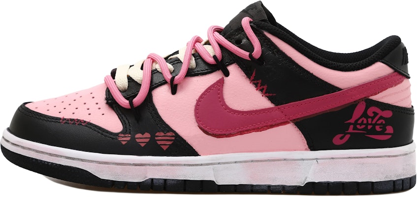 【定製球鞋】Nike Dunk Low OKHR 熊貓愛心 防滑減震 低筒 板鞋 GS 黑粉 Buy 【定製球鞋】Nike Dunk Low OKHR 熊貓愛心 防滑減震 低筒 板鞋 GS 黑粉