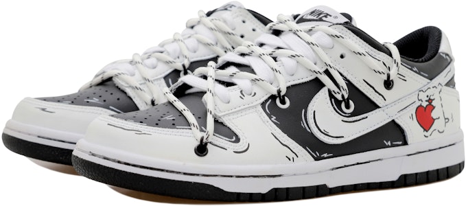 【客製化球鞋】Nike Dunk Low 線條狗狗 愛心小狗 熊貓 二次元線條 低筒 轉板鞋 GS 黑白 Order 【客製化球鞋】Nike Dunk Low 線條狗狗 愛心小狗 熊貓 二次元線條 低筒 轉板鞋 GS 黑白