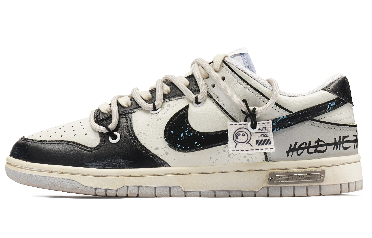 Buy [Zapatos Personalizados] Nike Dunk Low 'Panda Prank Negro Blanco Azul' DV0831-101(TeamH-男款星际迷航S-BOX)