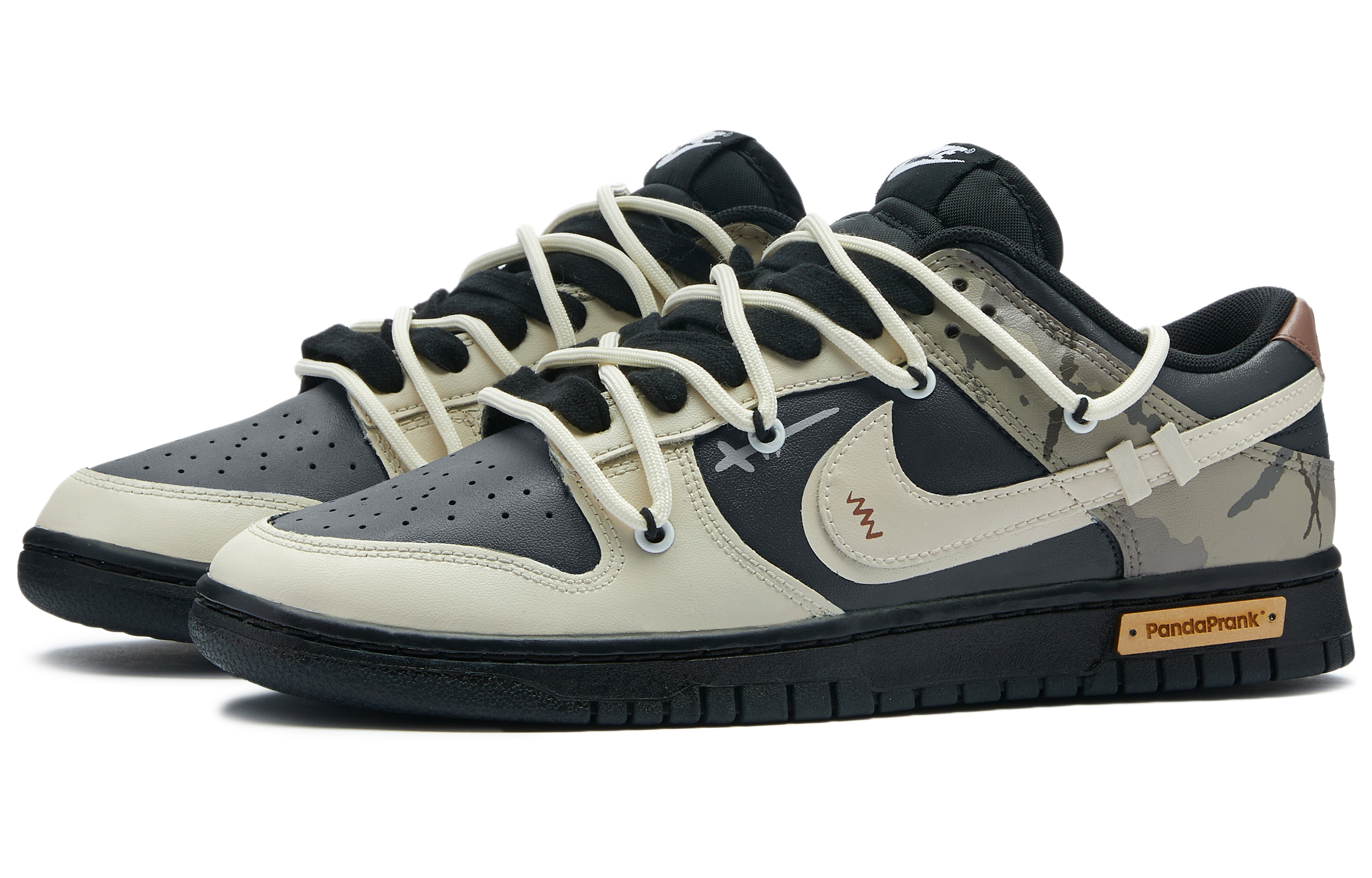 Lookbook [Sepatu Kustom] Nike Dunk Low 'Panda Prank Jungle Crossover' DV0831-002(TeamH-男款荒野求生S-BOX)