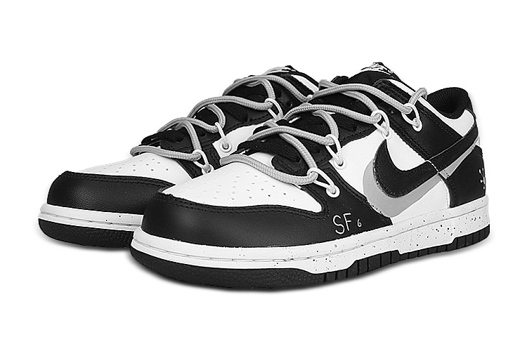 [Custom Shoes] Nike Dunk Low 'Panda SF6 Molecule Splatter Deconstructed Double Swoosh Black White' 圖 3