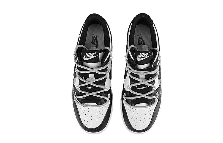 [Custom Shoes] Nike Dunk Low 'Panda SF6 Molecule Splatter Deconstructed Double Swoosh Black White' 圖 4