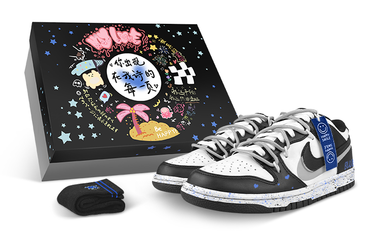 Buy 나이키 덩크 로우 '팬다 스마일리' (커스텀) DD1391-100(Team47-男笑脸蓝BOX)