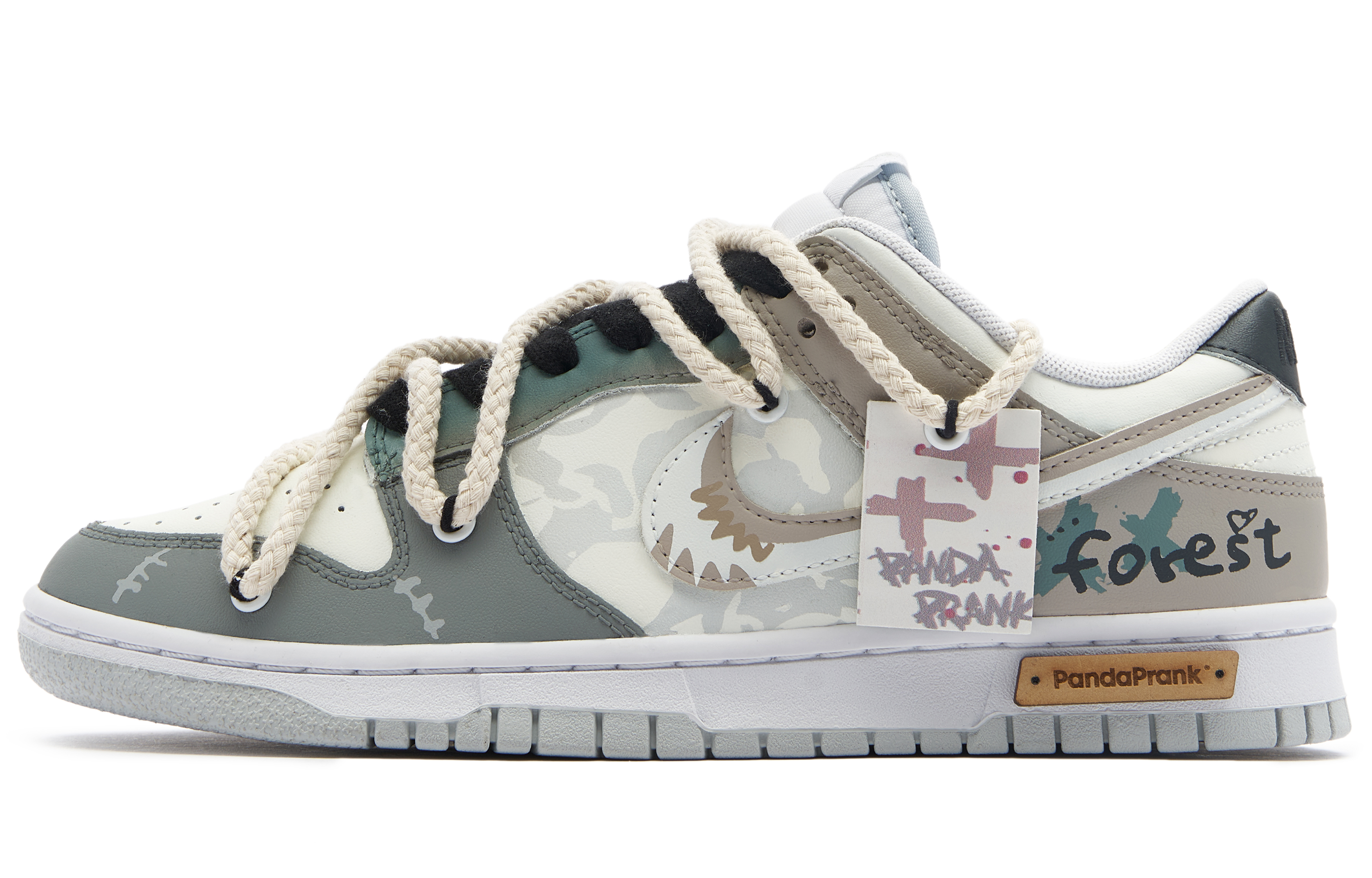 Buy 나이키 덩크 로우 '판다 트릭 정글' (커스텀) DV0831-101(TeamH-男款森林果实S-BOX)