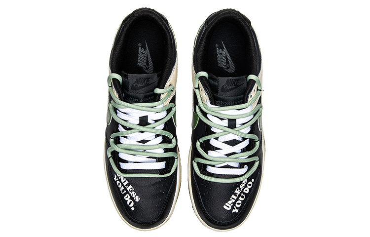Shop [Sepatu Kustom] Nike Dunk Low 'Panda Vibes Deconstructed Double Laces dengan Grafiti' DJ6188-002(TeamB-男款绿钩解构熊猫黑绿)