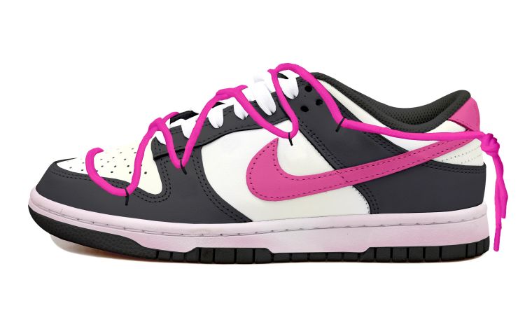 Buy [Sepatu Custom] Nike Dunk Low 'Panda Vintage Pink Swoosh' DD1391-100(Team拾玖-黑白玫红钩男S-BOX)