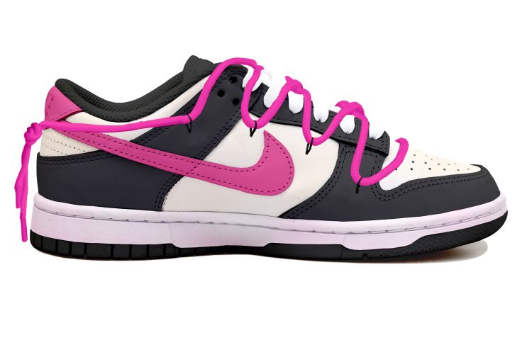 Order [Sepatu Custom] Nike Dunk Low 'Panda Vintage Pink Swoosh' DD1391-100(Team拾玖-黑白玫红钩男S-BOX)