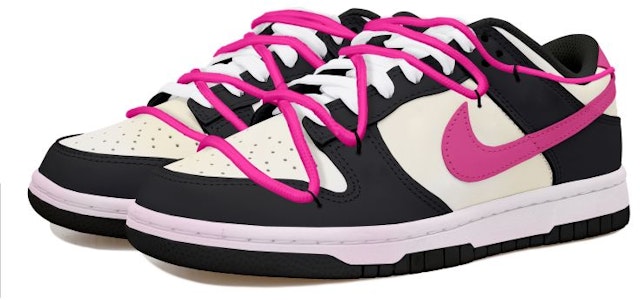 나이키 덩크 로우 '빈티지 핑크 스우시' (커스텀) DD1391-100(Team拾玖-黑白玫红钩男S-BOX) Lookbook 나이키 덩크 로우 '빈티지 핑크 스우시' (커스텀) DD1391-100(Team拾玖-黑白玫红钩男S-BOX)