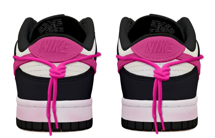 Shop [Sepatu Custom] Nike Dunk Low 'Panda Vintage Pink Swoosh' DD1391-100(Team拾玖-黑白玫红钩男S-BOX)
