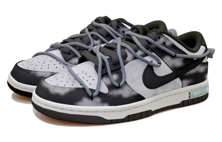 Shop 나이키 덩크 로우 '판다 화이트 클라우드' (커스텀) CW1590-100(Team拾玖-做旧白云女S-BOX)