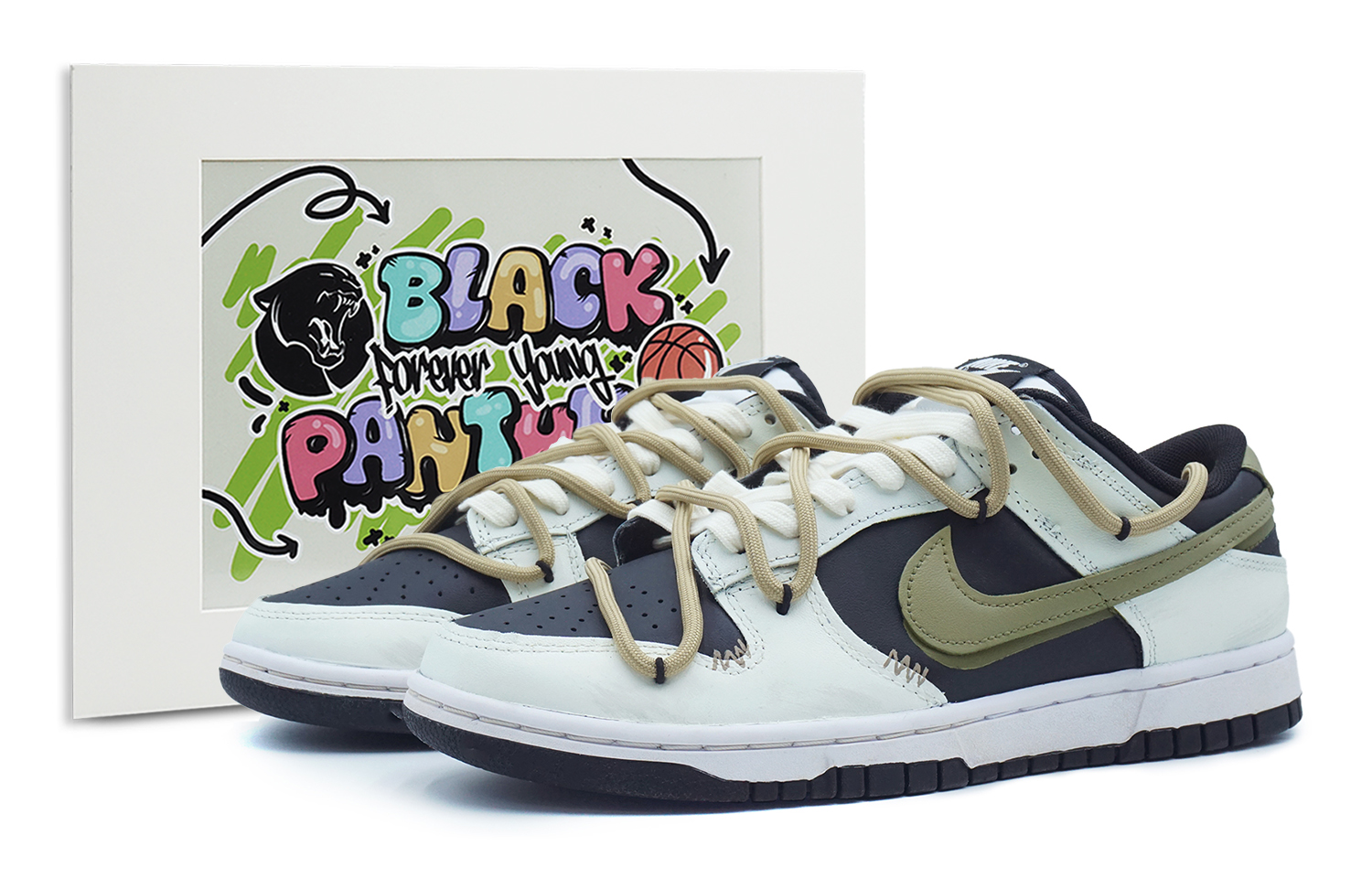 Buy [Kasut Custom] Nike Dunk Low 'Panther Olive' DD1391-100(Team108-男款丛林探险者)