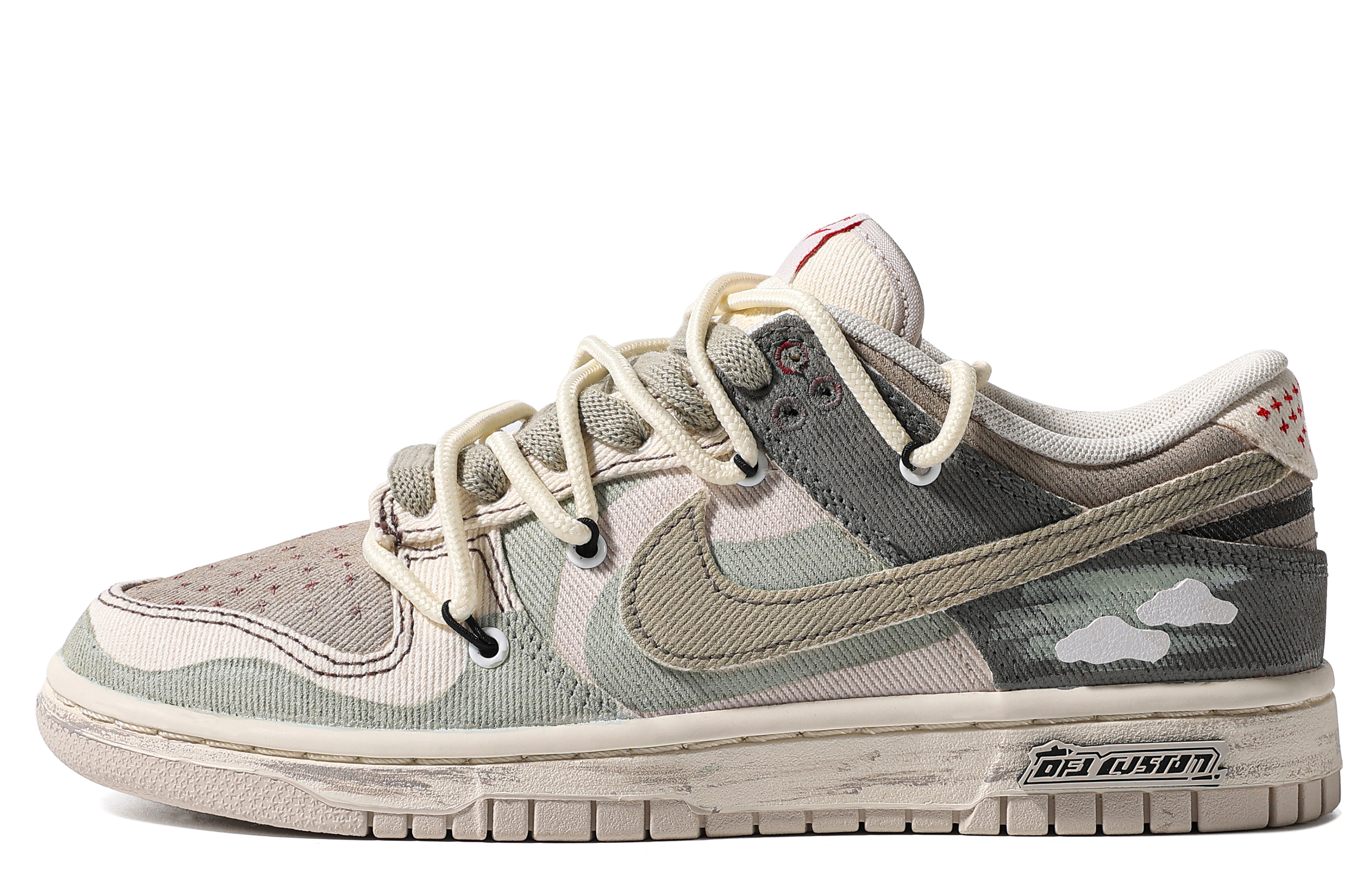 Buy [Kasut Custom] Nike Dunk Low 'Hijau Pastoral-Coklat-Gading' DV0834-100(TeamM-女款暮云S-BOX)