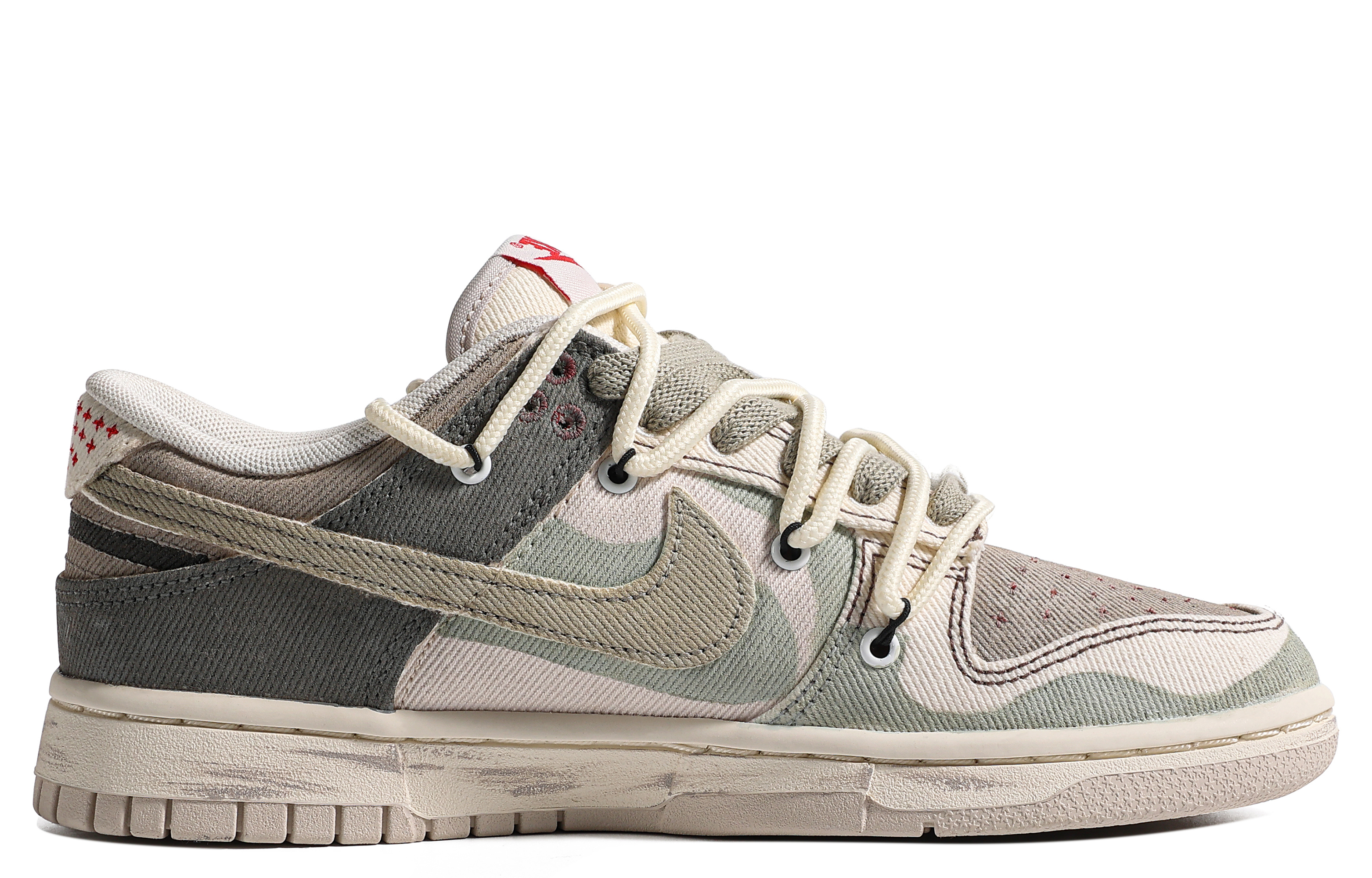 Order [Kasut Custom] Nike Dunk Low 'Hijau Pastoral-Coklat-Gading' DV0834-100(TeamM-女款暮云S-BOX)