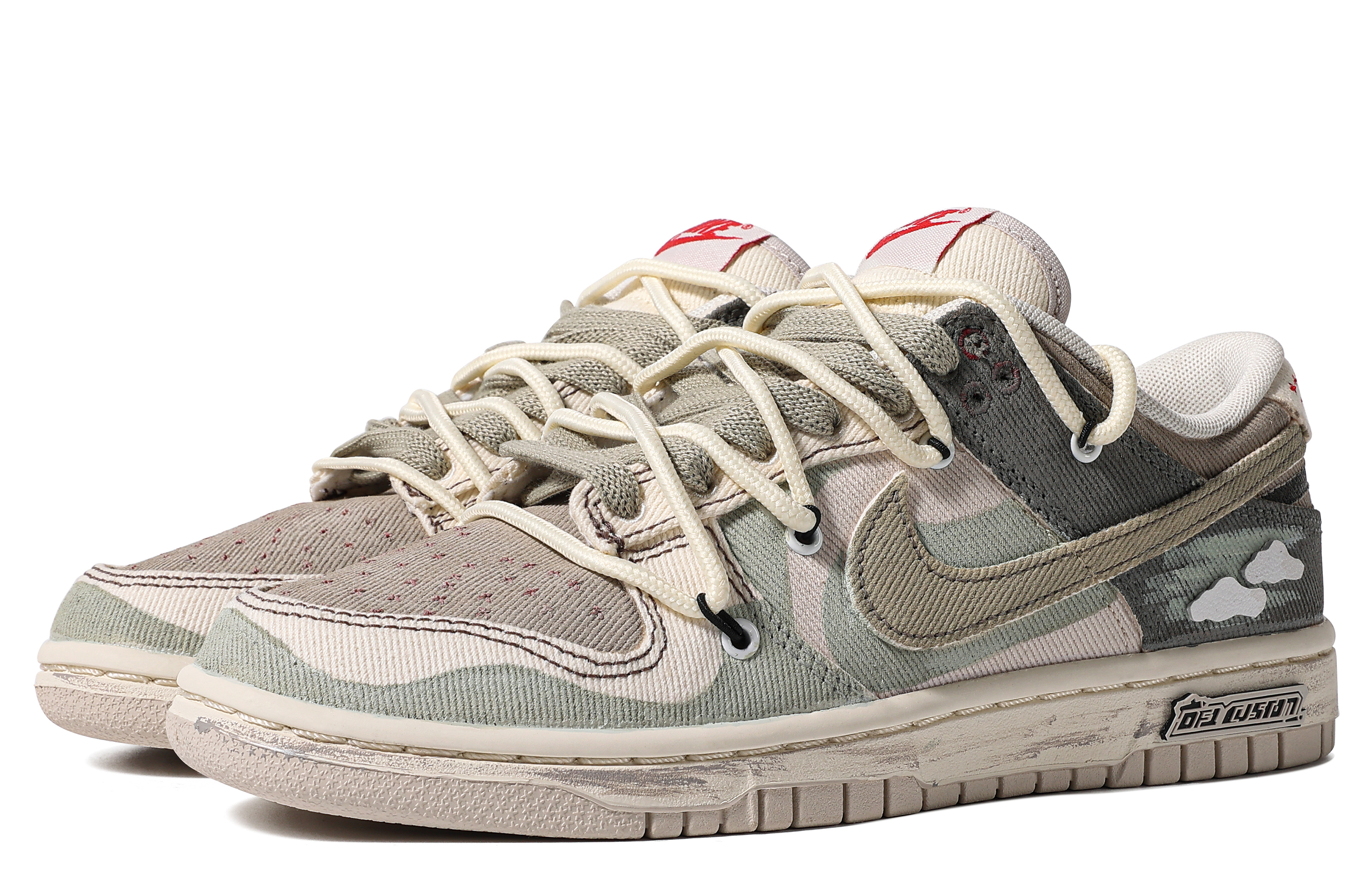 Lookbook [Kasut Custom] Nike Dunk Low 'Hijau Pastoral-Coklat-Gading' DV0834-100(TeamM-女款暮云S-BOX)