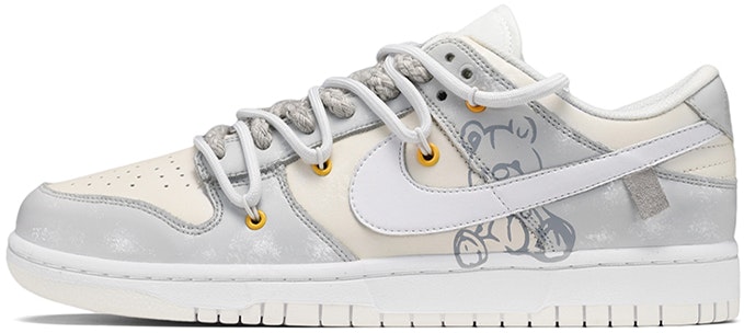 custom-shoes-nike-dunk-low-patch-bear-grey-yellow