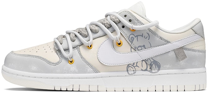 【定製球鞋】Nike Dunk Low 小熊 貼布 低幫 板鞋 GS 灰黃 Buy 【定製球鞋】Nike Dunk Low 小熊 貼布 低幫 板鞋 GS 灰黃