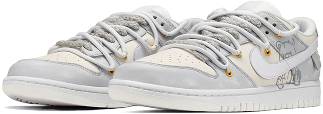 【定製球鞋】Nike Dunk Low 小熊 貼布 低幫 板鞋 GS 灰黃 Lookbook 【定製球鞋】Nike Dunk Low 小熊 貼布 低幫 板鞋 GS 灰黃