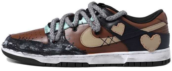 custom-shoes-nike-dunk-low-patchwork-black-brown