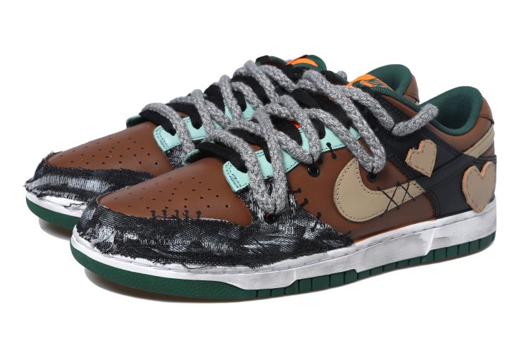 Lookbook 나이키 덩크 로우 '패치워크 블랙브라운' (커스텀) DD1391-300(Team拾玖-贴布爱心男S-BOX)