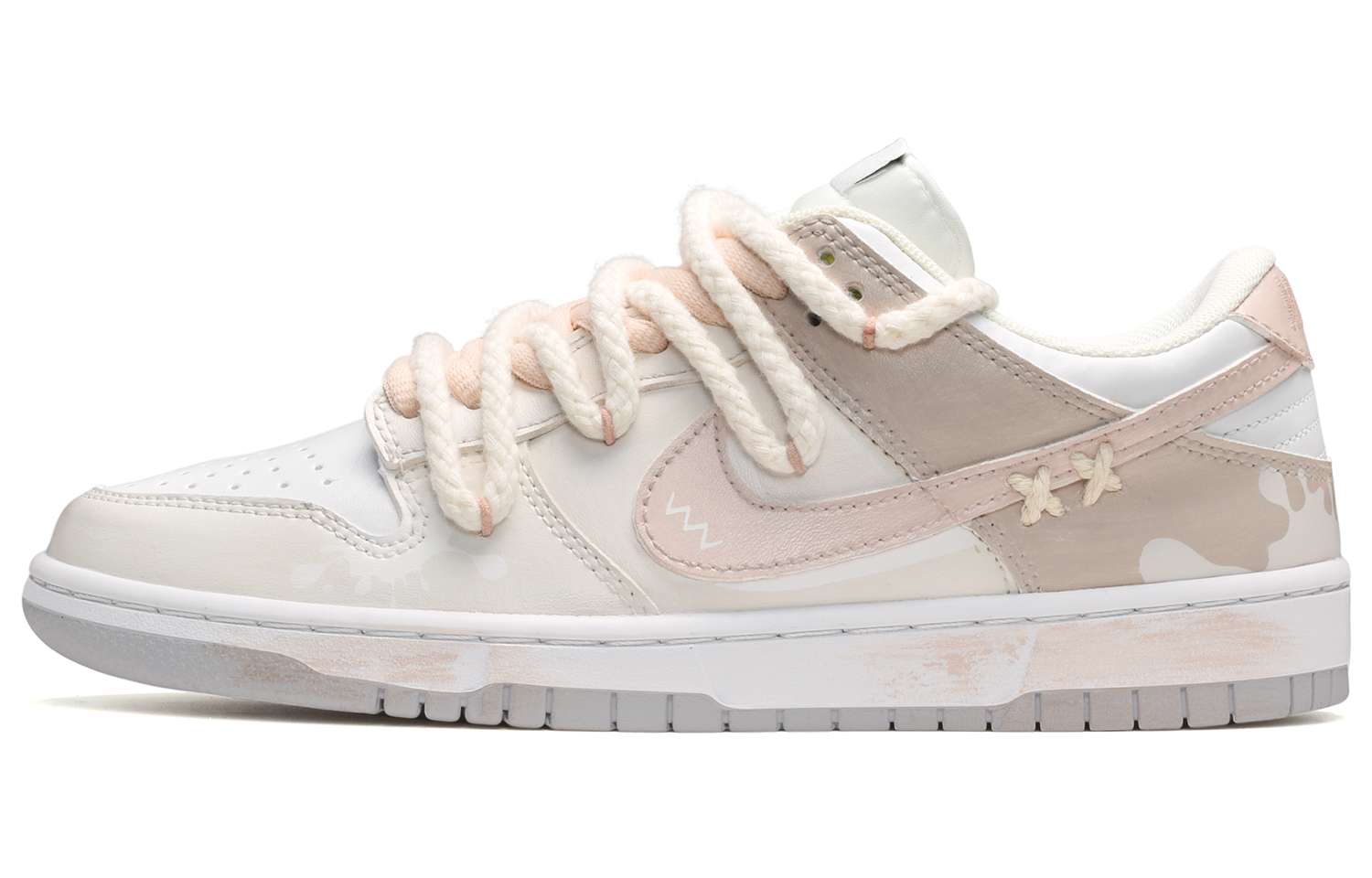 Buy 【カスタムシューズ】ナイキダンクロー『ピーチグレープフルーツ』 DD1503-103(TeamE-女款桃桃蜜柚粉白棕)