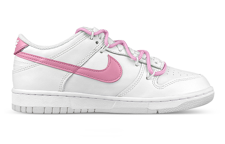 Order 【客製化球鞋】 Nike Dunk 低筒 解構 雙鞋帶 笑臉布貼 桃子 襪子 禮盒 低筒 滑板鞋 男款 白粉