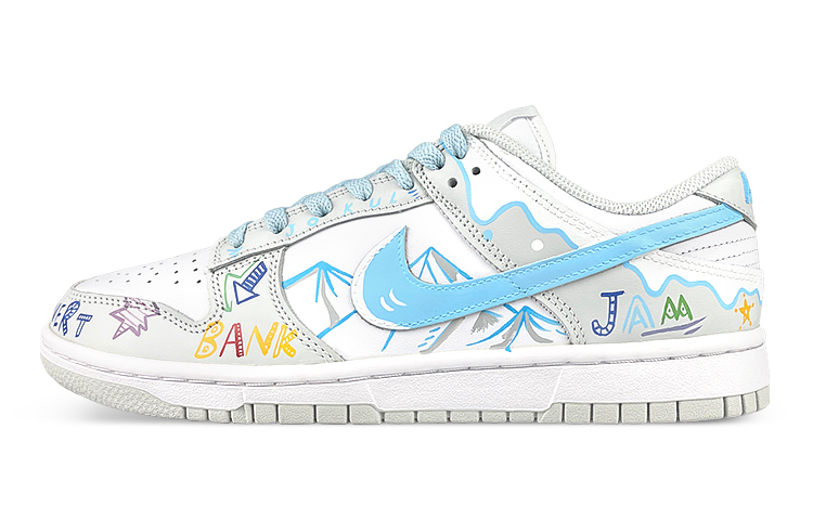 Buy 【定制球鞋】Nike Dunk Low Photon Dust 手繪 噴繪 塗鴉 雪山 流淌 滑板 滑雪 字母 板鞋 男女同款 白灰藍