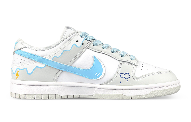 Order 【定制球鞋】Nike Dunk Low Photon Dust 手繪 噴繪 塗鴉 雪山 流淌 滑板 滑雪 字母 板鞋 男女同款 白灰藍